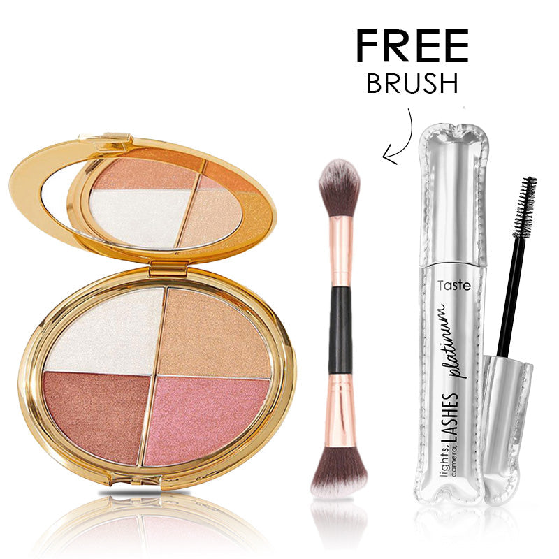 ☄️Last 3 hours 60% off⏰eye & cheek palette - eyeshadow and highlighter makeup (with Detachable Brush)